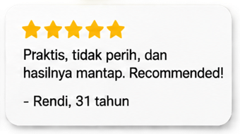 Bintang 5. Praktis, tidak perih, dan hasilnya mantap. Recommended! - Rendi, 31 tahun
